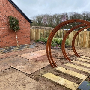 Hard landscaping and soft landscaping.