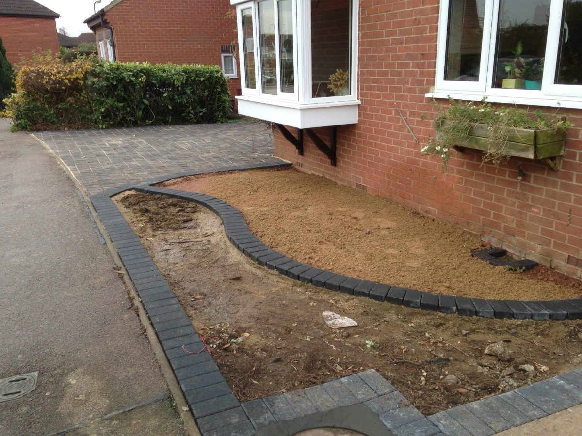 Driveway And Garden Create Landscaping The Channel Drainage System Was Installed In Front Of Garage Door With A Soak Away To Left Hand Side Small Step Created At And
